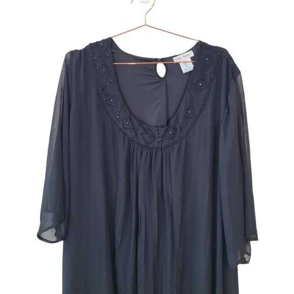 ULLA POPKEN Black A-Line Beaded Maxi Dress Size 32/34 - Picture 3 of 15